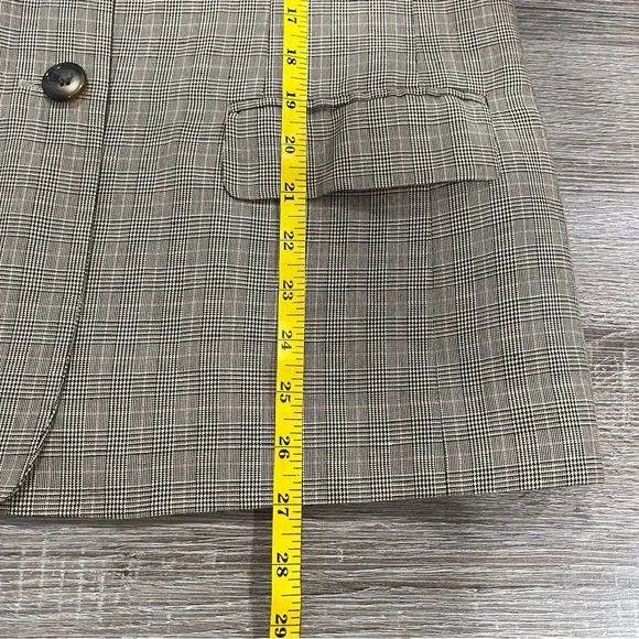 Talbots Petites Brown Houndstooth Linen/Rayon Blazer, Women's Size 10P, Neutral - Picture 9 of 11